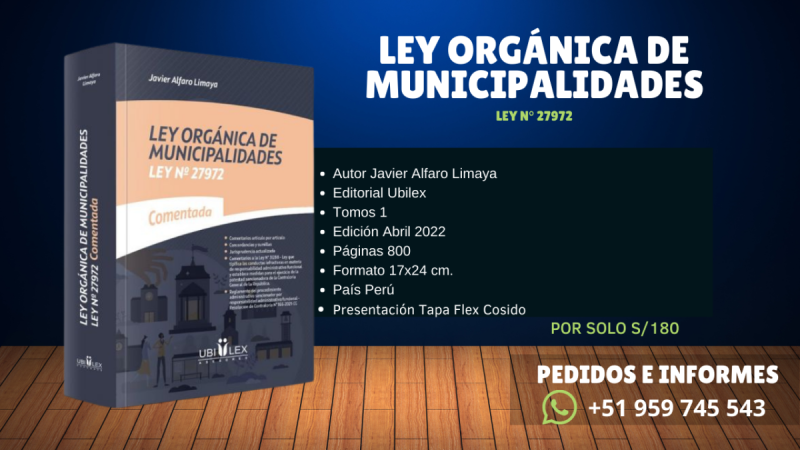 Libro: "Ley Orgánica de Municipalidades Ley N 27972 Comentada"