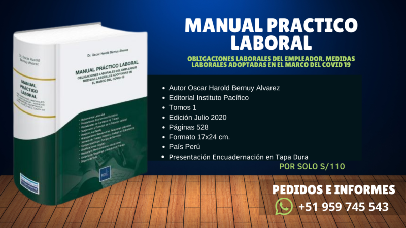 Libro: "Manual práctico laboral, obligaciones laborales del empleador. Medidas laborales adoptadas en el marco del covid 19"