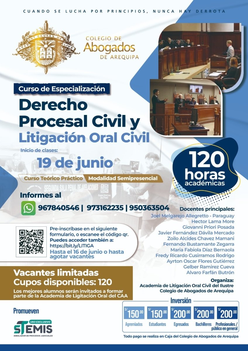 Curso de especialización Derecho Procesal Civil y Litigación oral civil